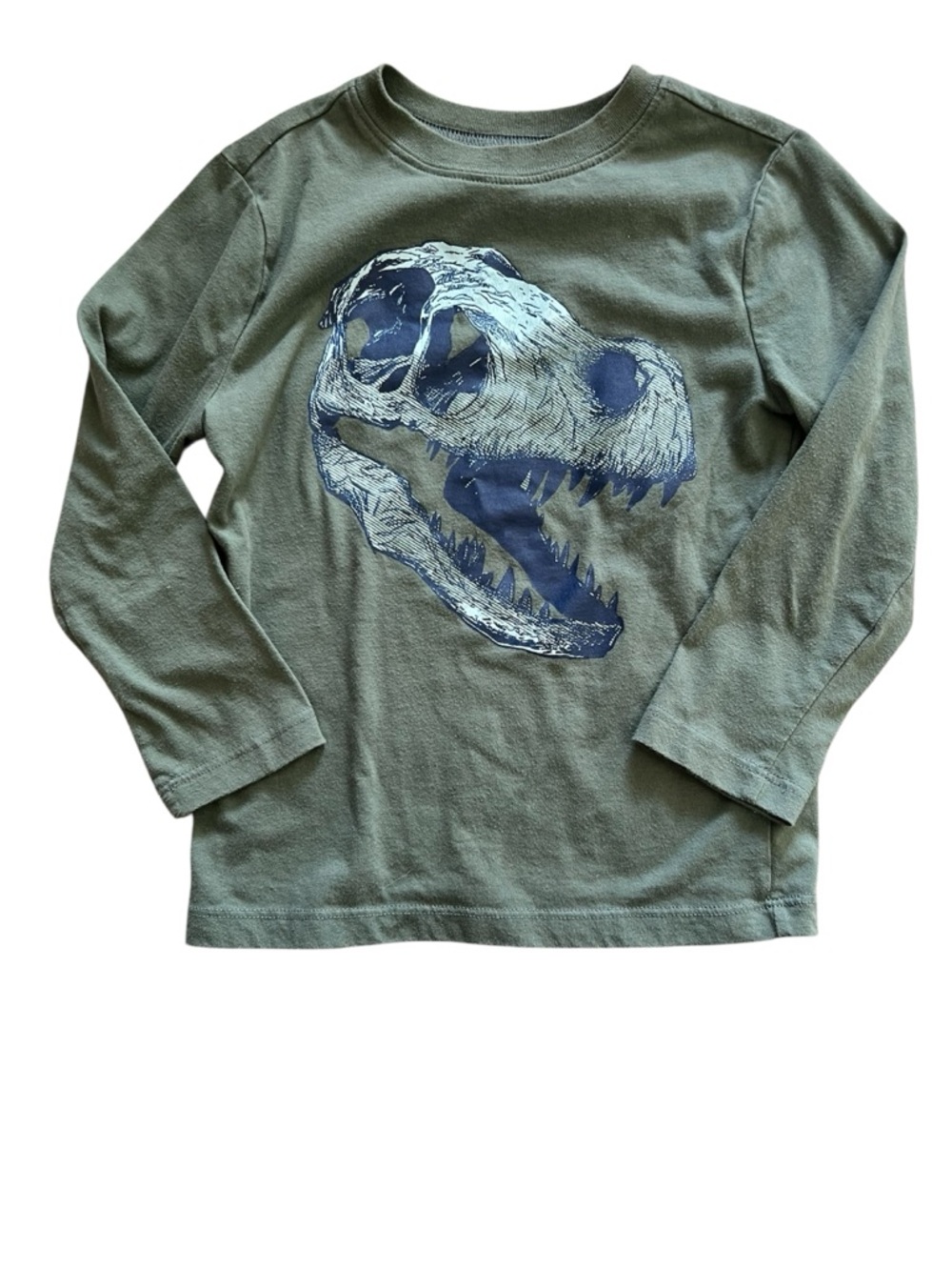 Carterβs Boys Green Long Sleeve T-Rex Skeleton Tshirt | XSmall